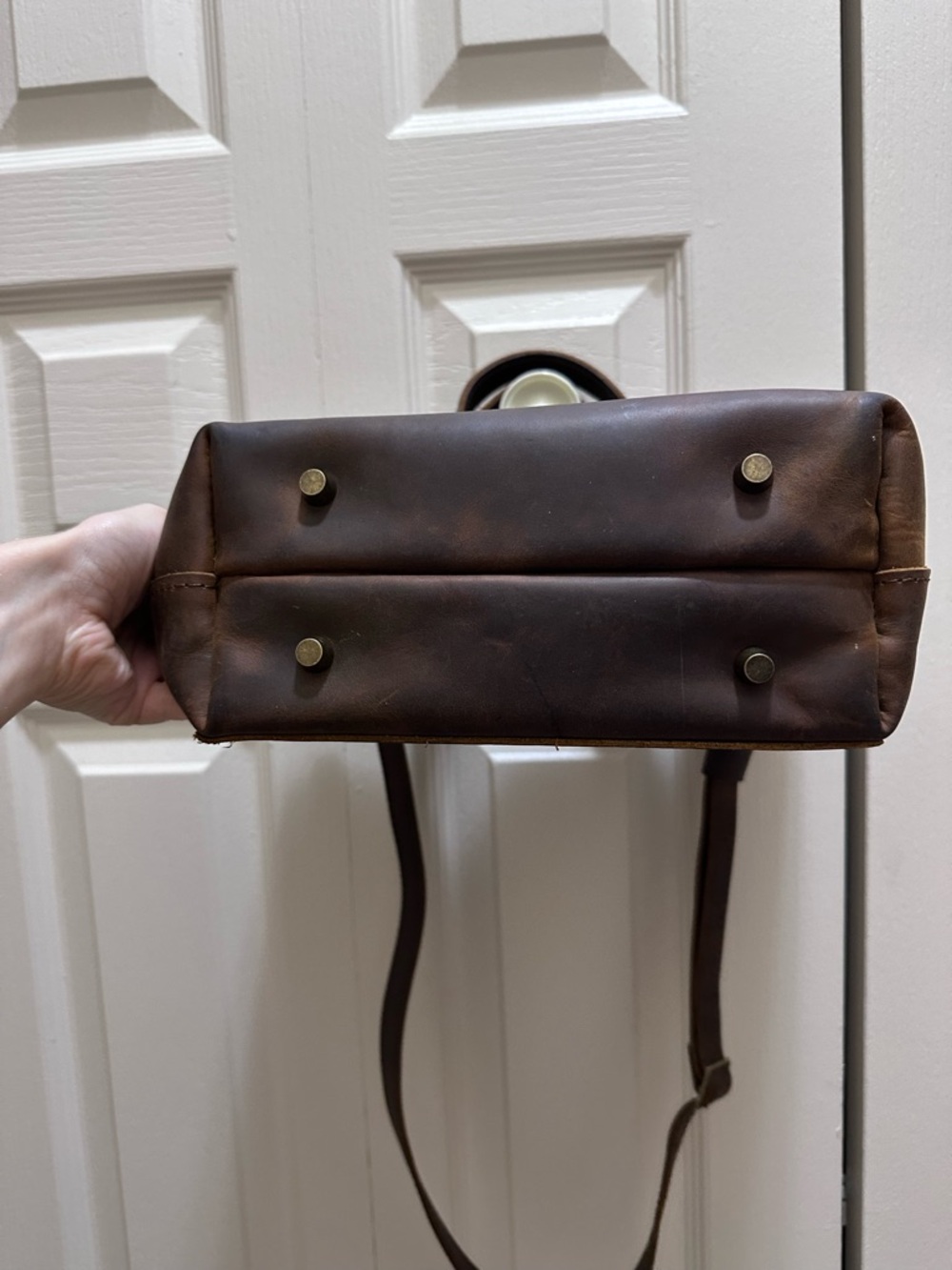 Portland Leather Goods Mini Crossbody Tote Grizzly Smooth Leather - Picture 3 of 8